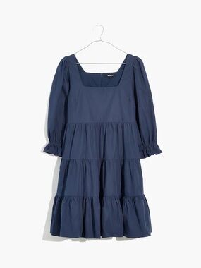 Madewell Poplin Lizzie Babydoll Dress Navy Blue Size 8